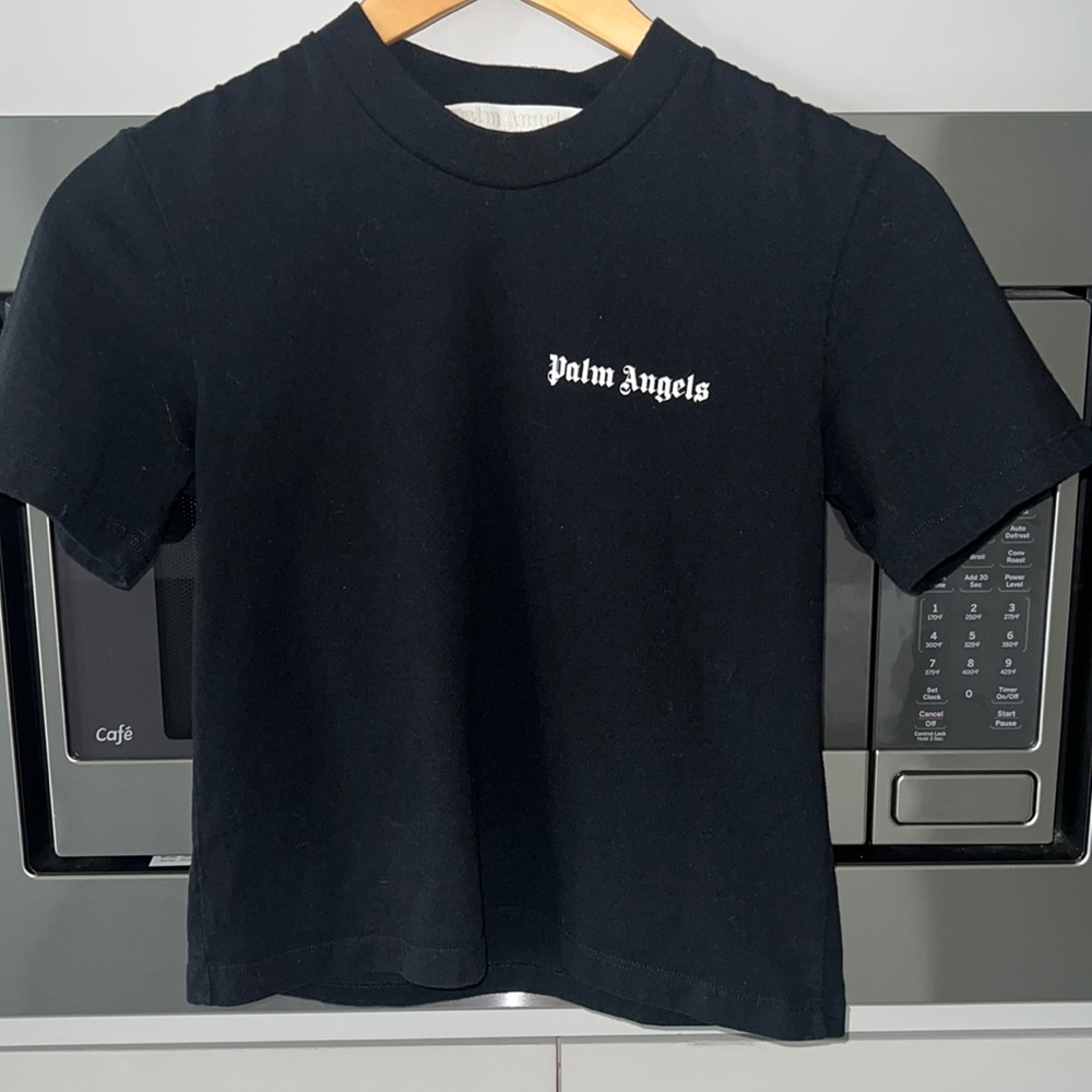 Palm Angels Black T-Shirt with White Logo